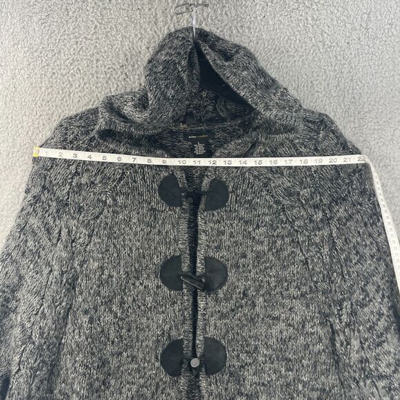 BCBG Maxazria Womens Cardigan Sweater Cape Wool Mohair Blend Grey Chunky L - Picture 3 of 13